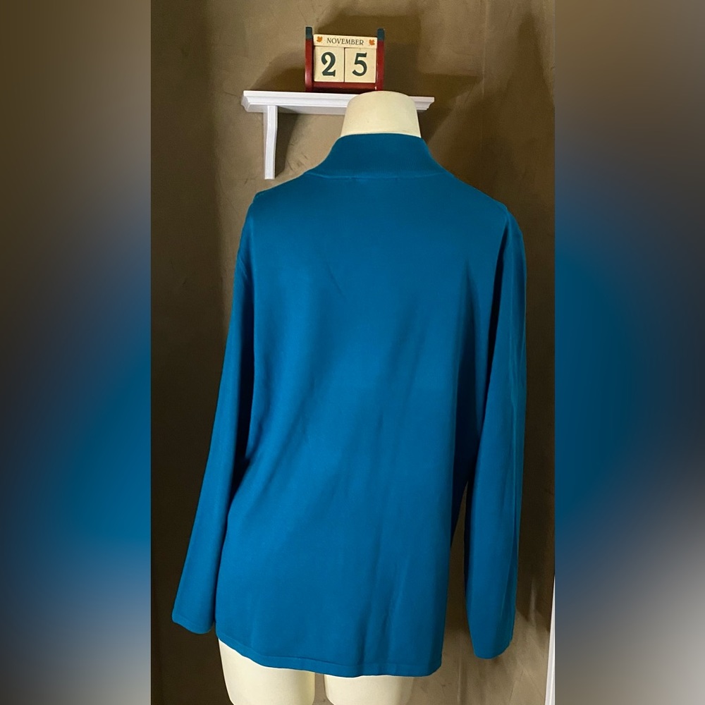 Pendleton Teal Silk Blend Lightweight Mock Neck S… - image 2